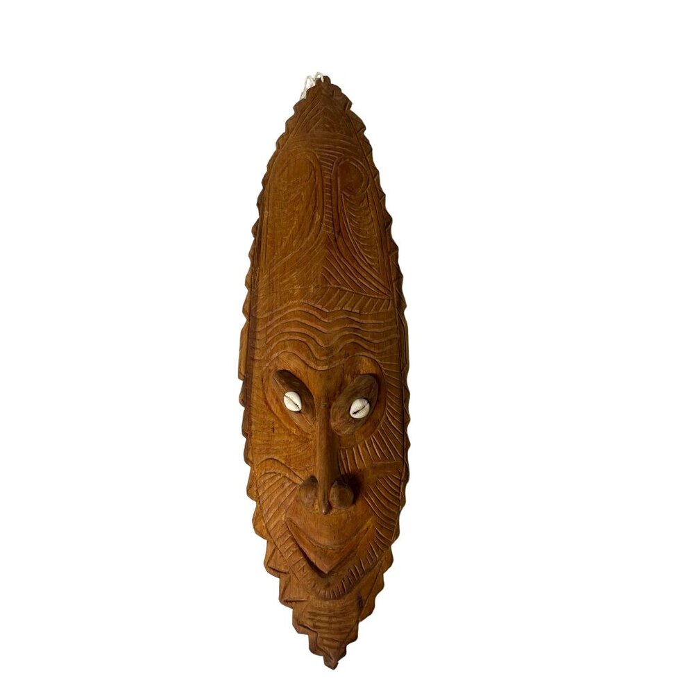Vintage Large Hand Carved Tribal Mask – Papua New Guinea – 22" Wall Hanging – Sh